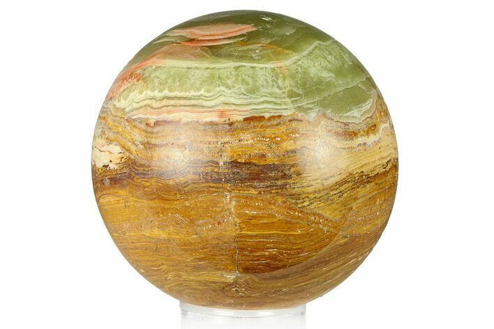 Polished Green Banded Calcite Sphere - Pakistan #301469